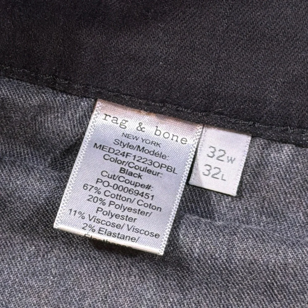 Rag & Bone RB 2 Slim Fit Jeans Mens 32x32 Black Cotton Blend Stretch Denim Pants